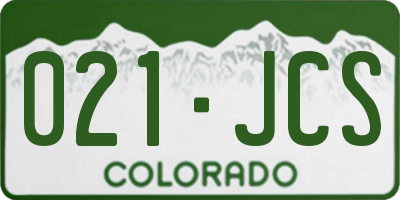 CO license plate 021JCS