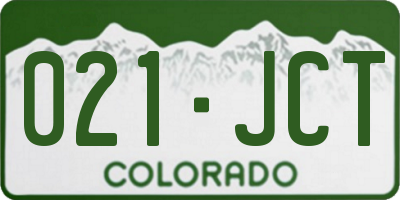 CO license plate 021JCT