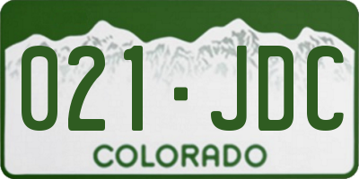CO license plate 021JDC