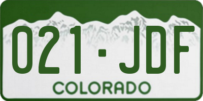 CO license plate 021JDF