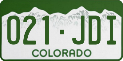 CO license plate 021JDI