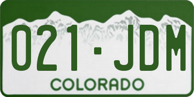 CO license plate 021JDM