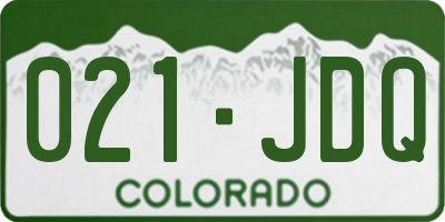CO license plate 021JDQ