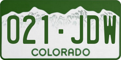 CO license plate 021JDW
