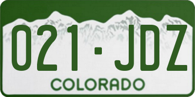 CO license plate 021JDZ