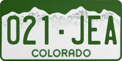 CO license plate 021JEA