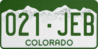 CO license plate 021JEB