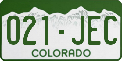 CO license plate 021JEC