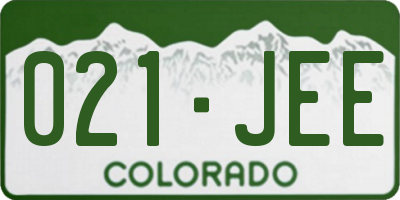 CO license plate 021JEE