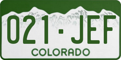 CO license plate 021JEF