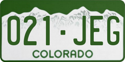 CO license plate 021JEG