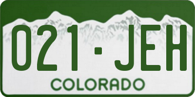 CO license plate 021JEH