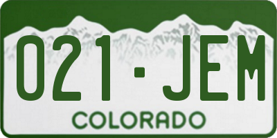 CO license plate 021JEM