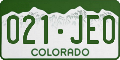 CO license plate 021JEO