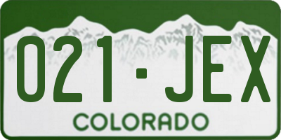 CO license plate 021JEX