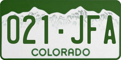 CO license plate 021JFA
