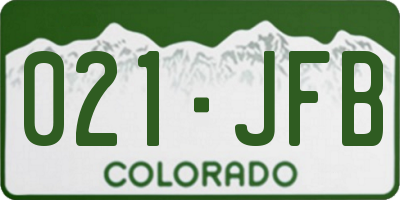 CO license plate 021JFB