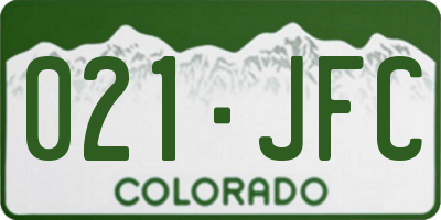 CO license plate 021JFC