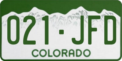 CO license plate 021JFD