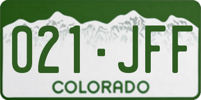 CO license plate 021JFF