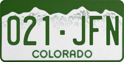 CO license plate 021JFN