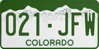 CO license plate 021JFW