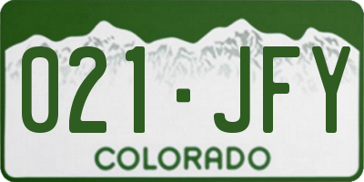 CO license plate 021JFY