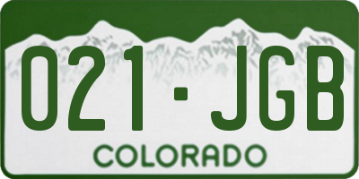 CO license plate 021JGB