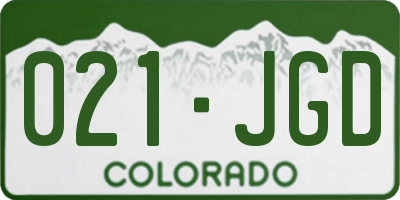 CO license plate 021JGD