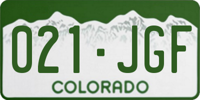 CO license plate 021JGF