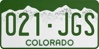 CO license plate 021JGS