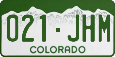 CO license plate 021JHM