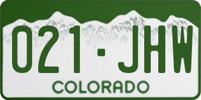 CO license plate 021JHW