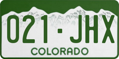 CO license plate 021JHX