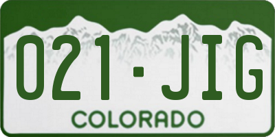 CO license plate 021JIG