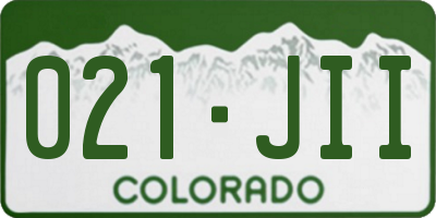CO license plate 021JII