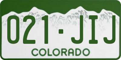 CO license plate 021JIJ