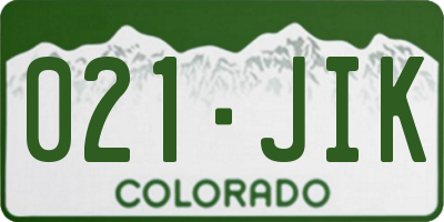 CO license plate 021JIK