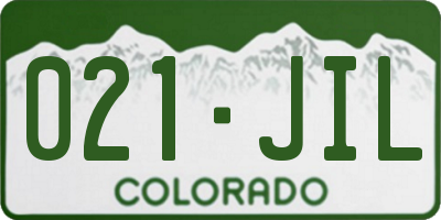 CO license plate 021JIL