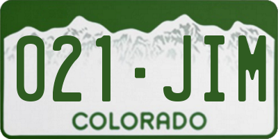 CO license plate 021JIM