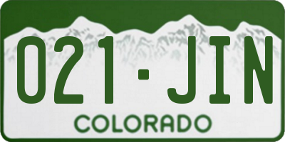 CO license plate 021JIN