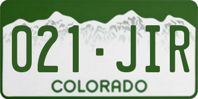 CO license plate 021JIR