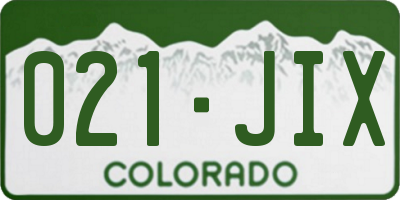 CO license plate 021JIX
