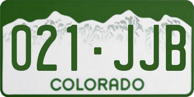 CO license plate 021JJB