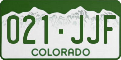 CO license plate 021JJF