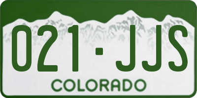 CO license plate 021JJS
