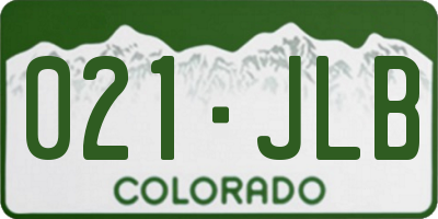 CO license plate 021JLB