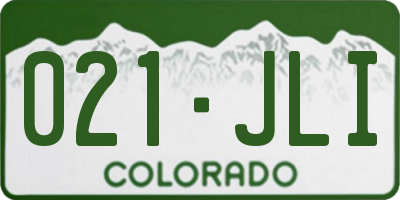 CO license plate 021JLI