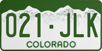 CO license plate 021JLK