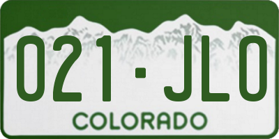 CO license plate 021JLO